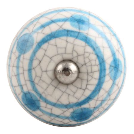 Blue Striped Dotted Crackle Ceramic Wine Stopper